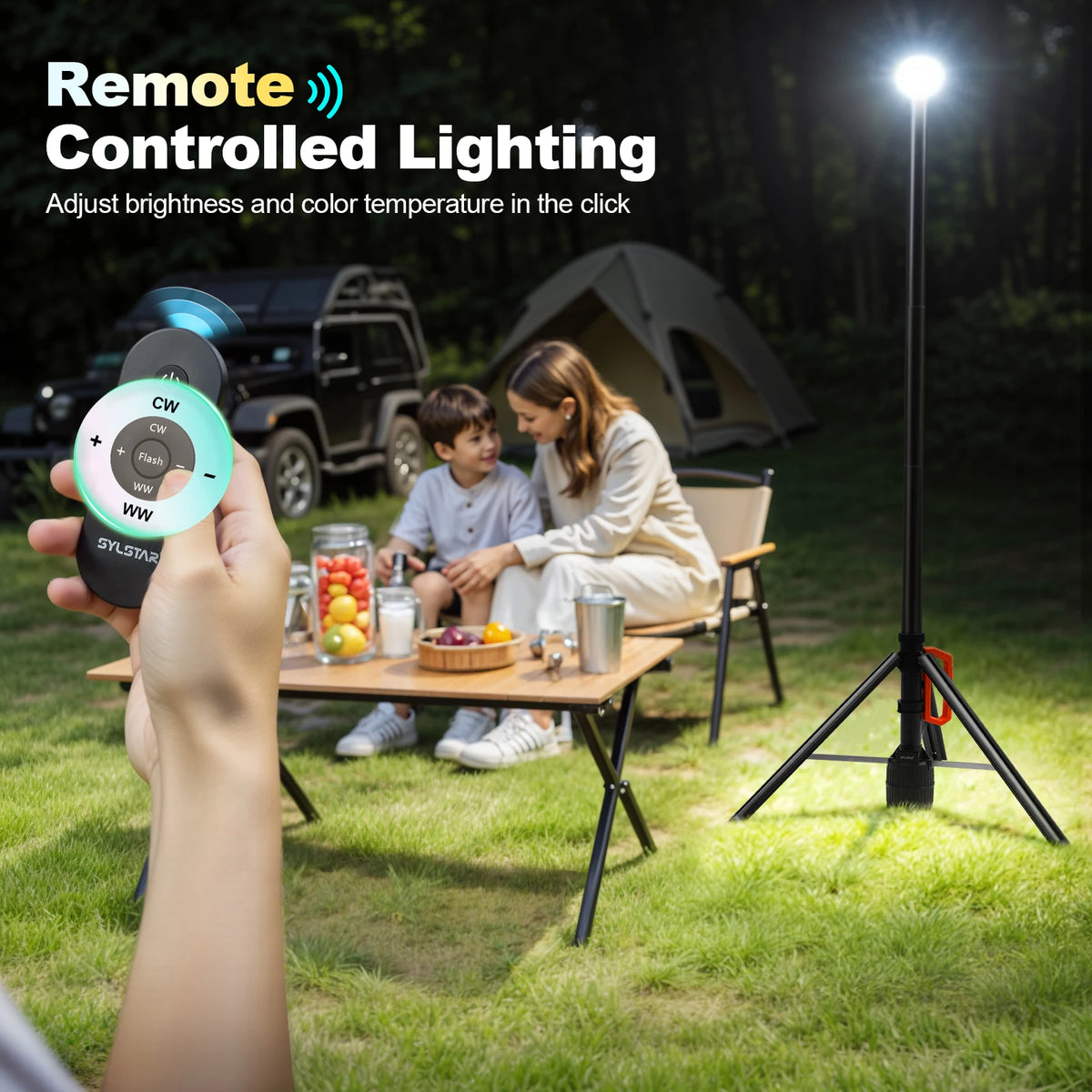 Rechargeable Telescopic 360 Degree LED Work Light With Remote Control