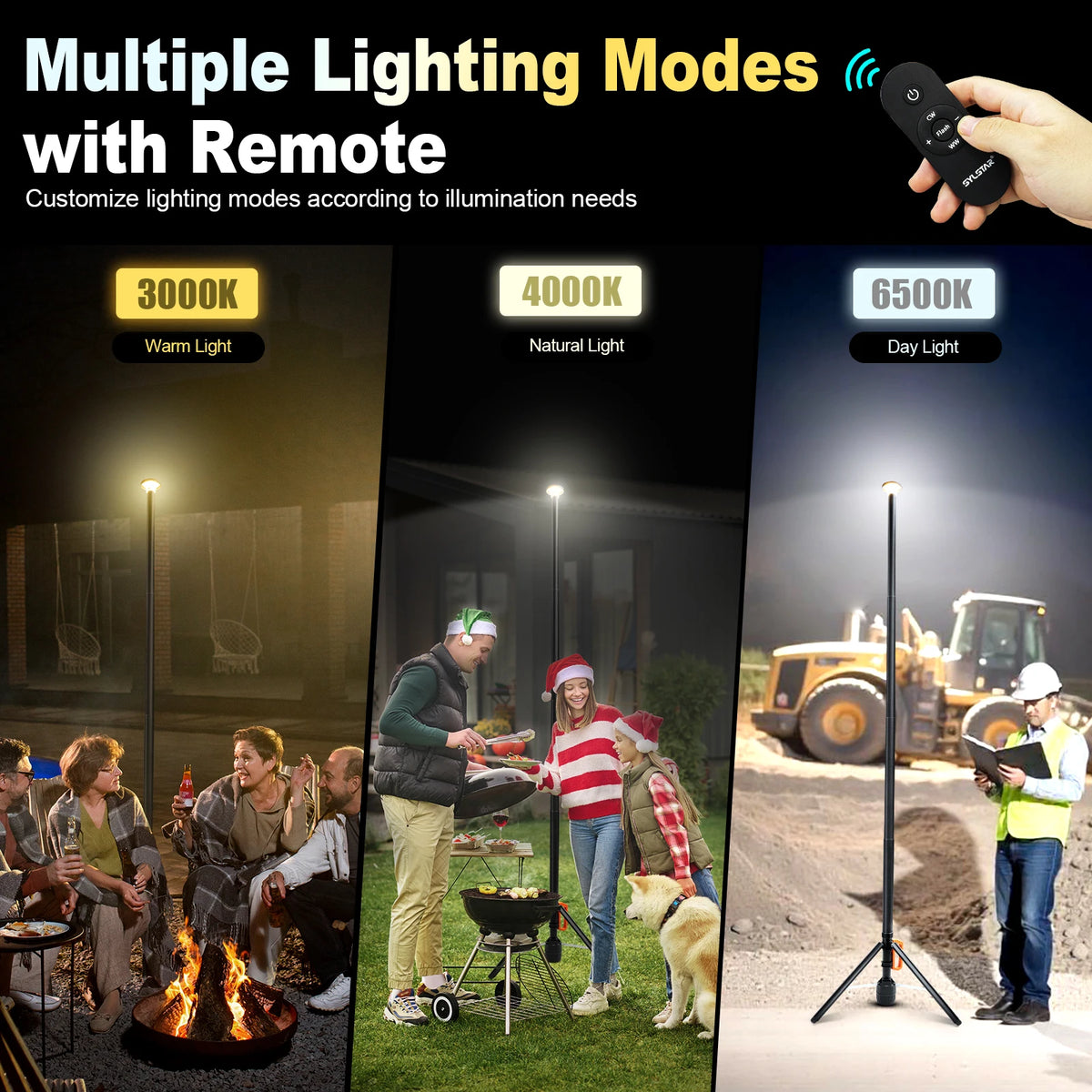Rechargeable Telescopic 360 Degree LED Work Light With Remote Control