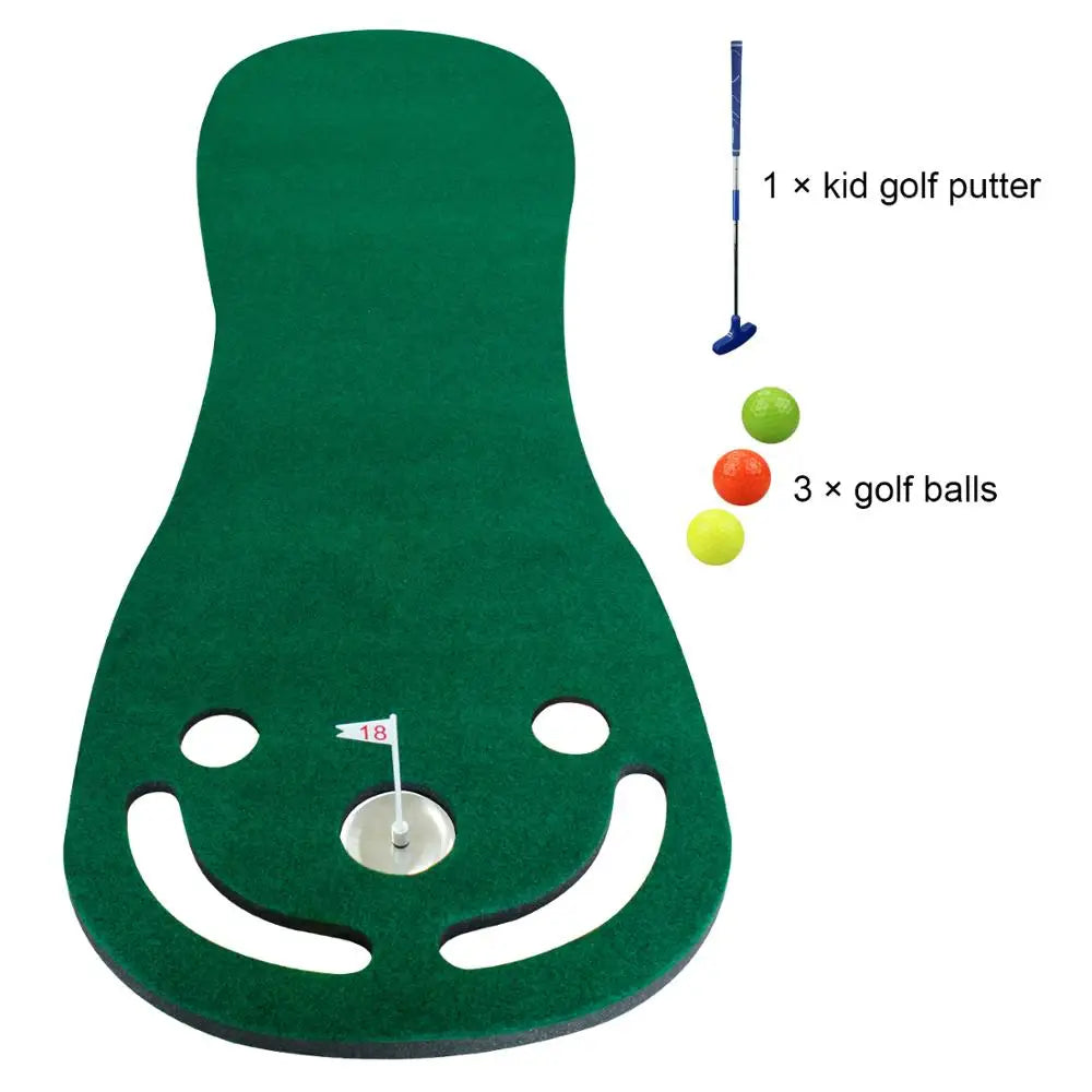 Crestgolf Putting Green Mat With Putter And 3 Balls Set