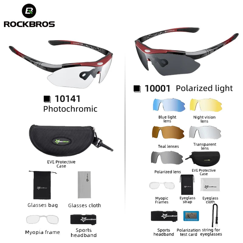 ROCKBROS Photochromic Cycling Glasses for Mountain Biking UV400 Protection