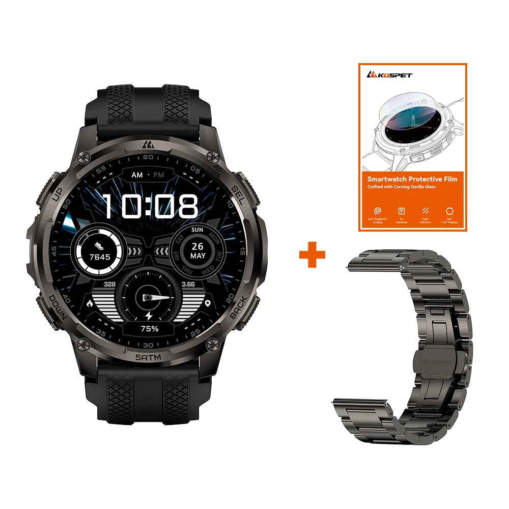 KOSPET Tank T4C Rugged GPS Smartwatch With Flashlight
