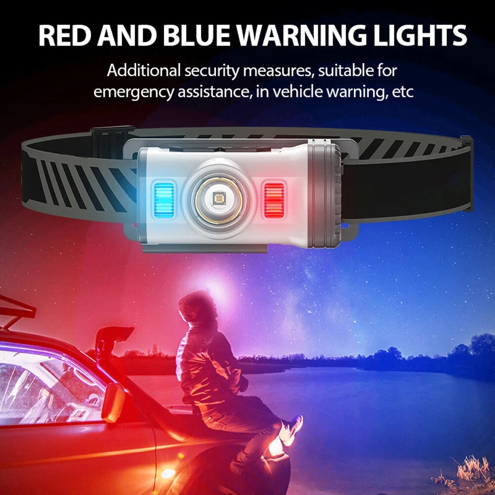 COB LED USB Headlamp Work Light With Warning Flash Mode