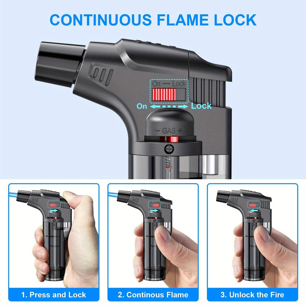 Portable Windproof Butane Torch Lighter for Outdoor Cooking