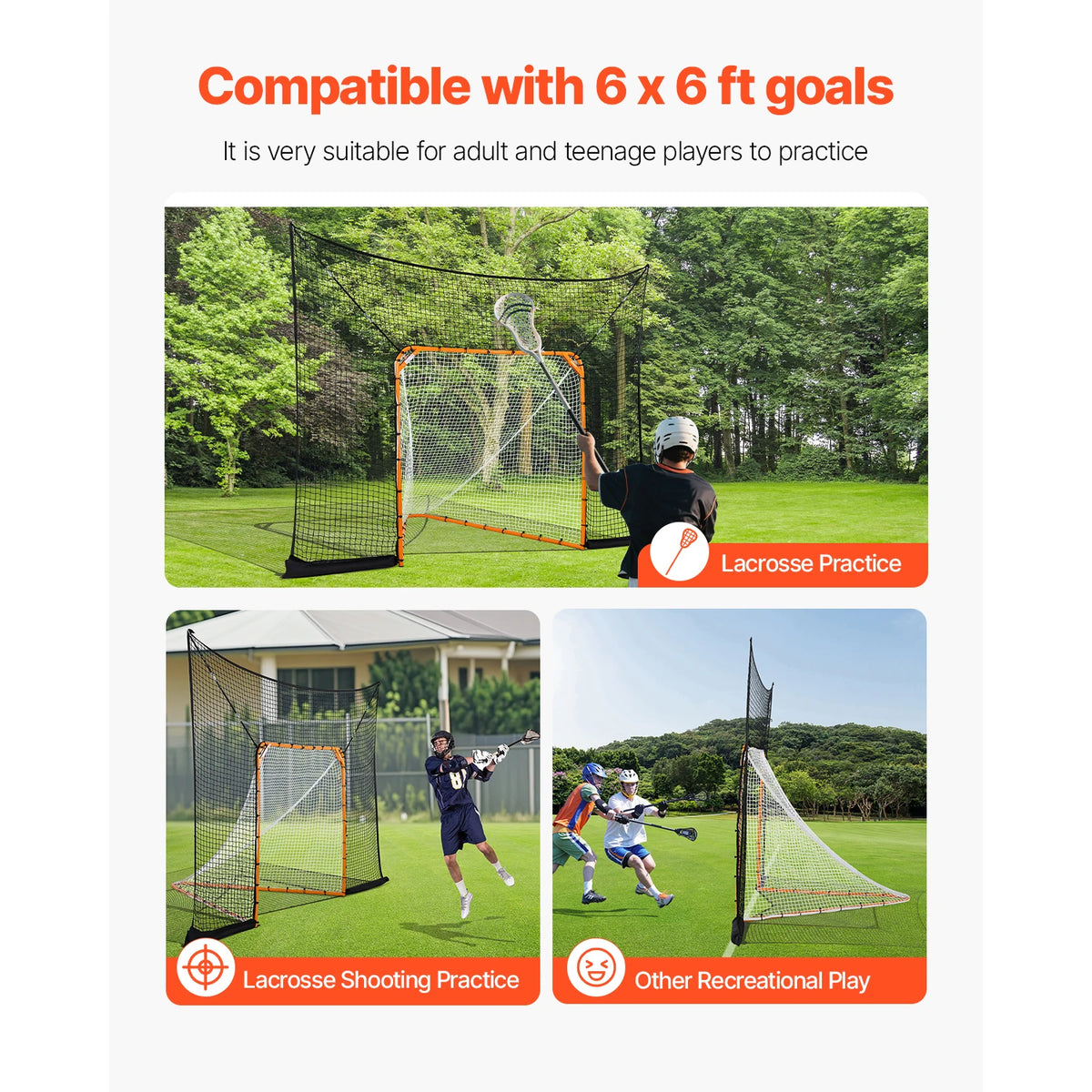 SucceBuy Lacrosse Goal Backstop Net With Extended Coverage