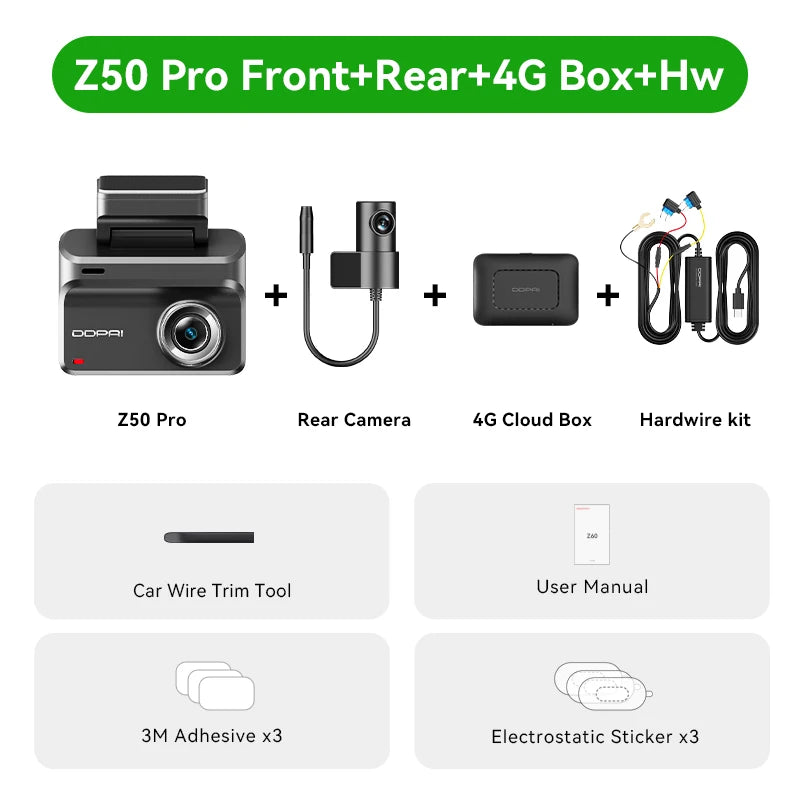 DDpai Z50 Pro 4K Front Rear Dash Camera With WiFi
