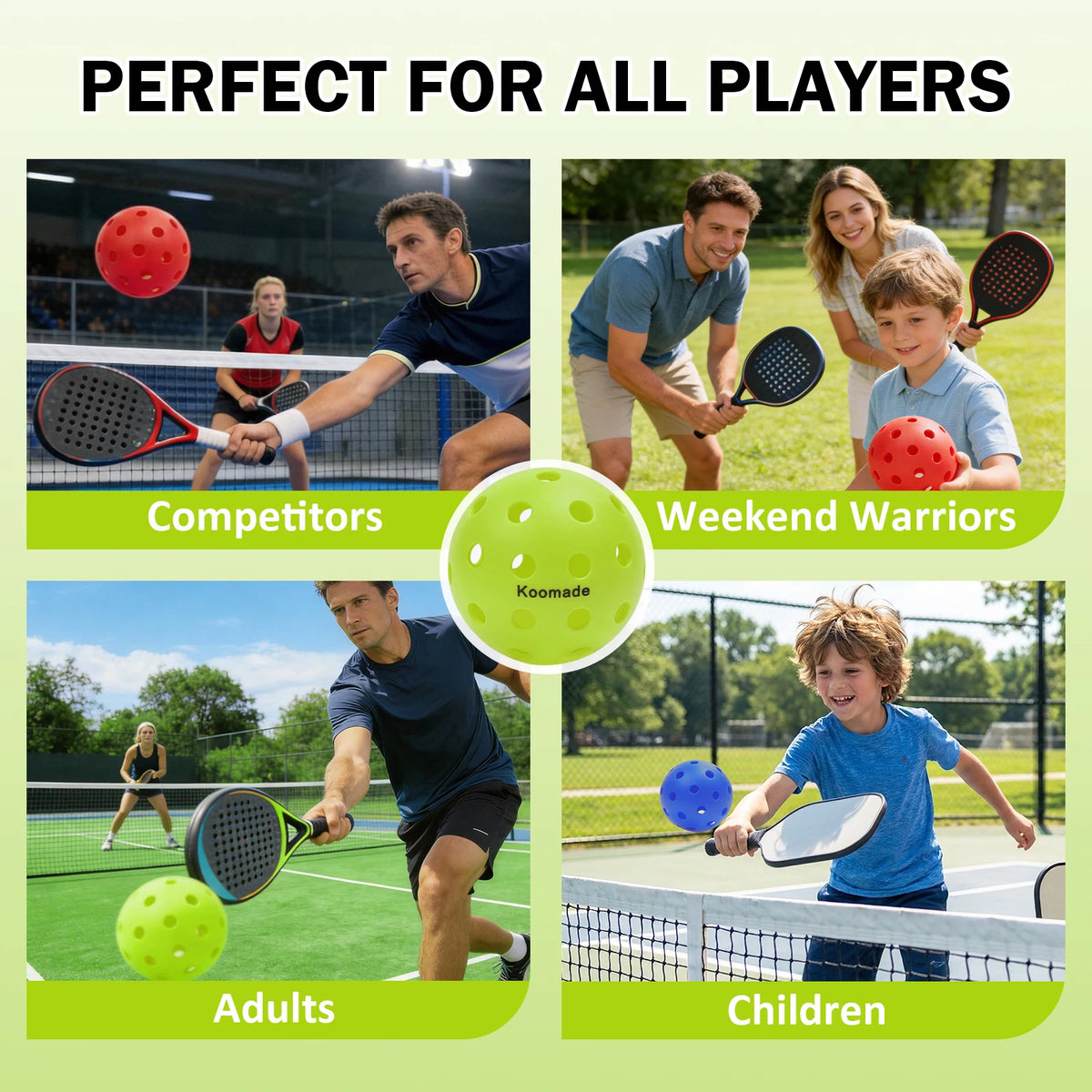 USAPA Standard Outdoor Pickleballs 40-Hole Design For All Weather Play