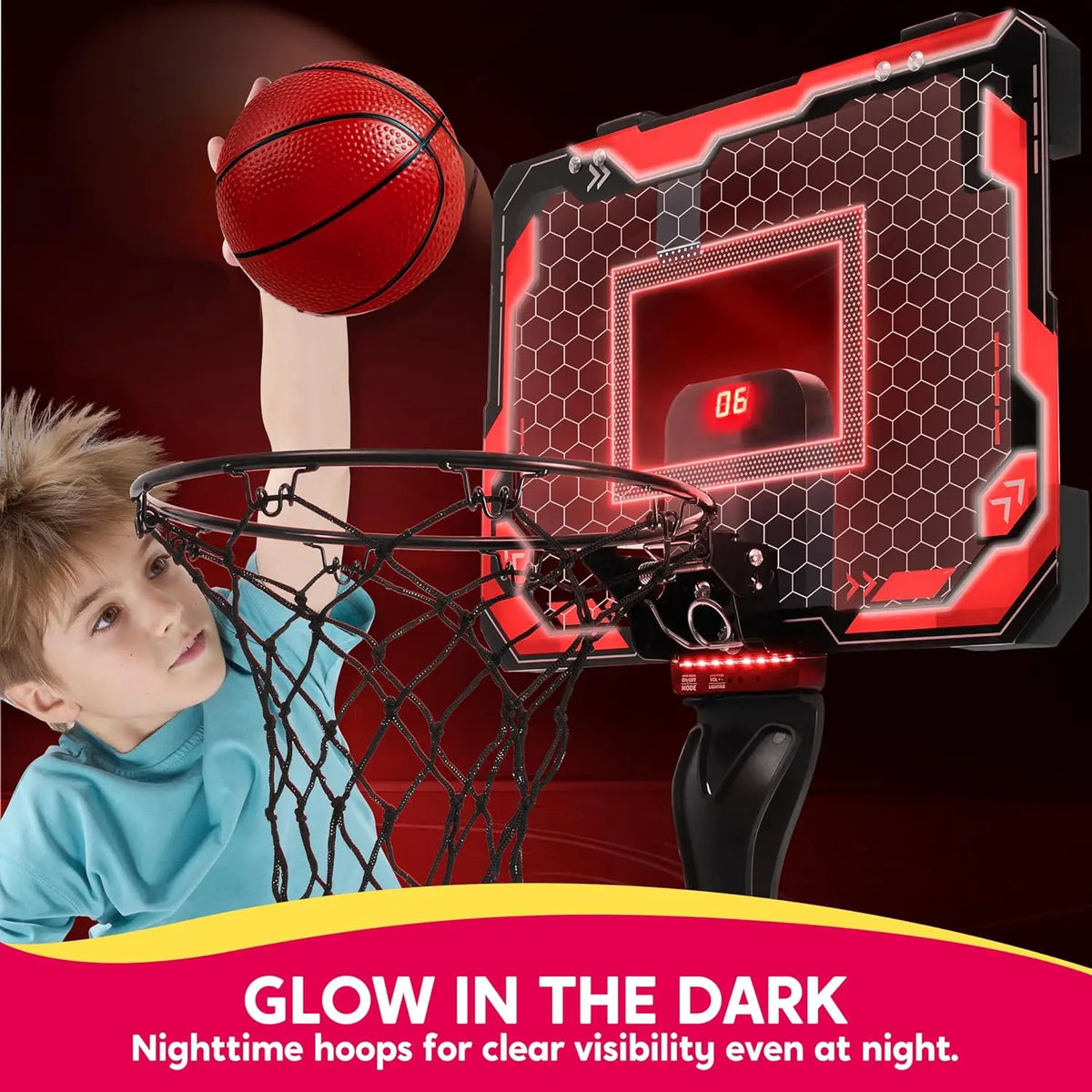 Joyfy Mini Led Basketball Hoop With Scoreboard And Four Balls