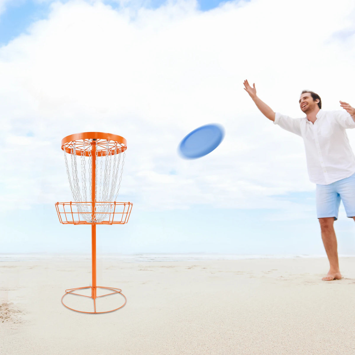 Portable Disc Golf Basket 24 Chains Iron Outdoor Practice Target