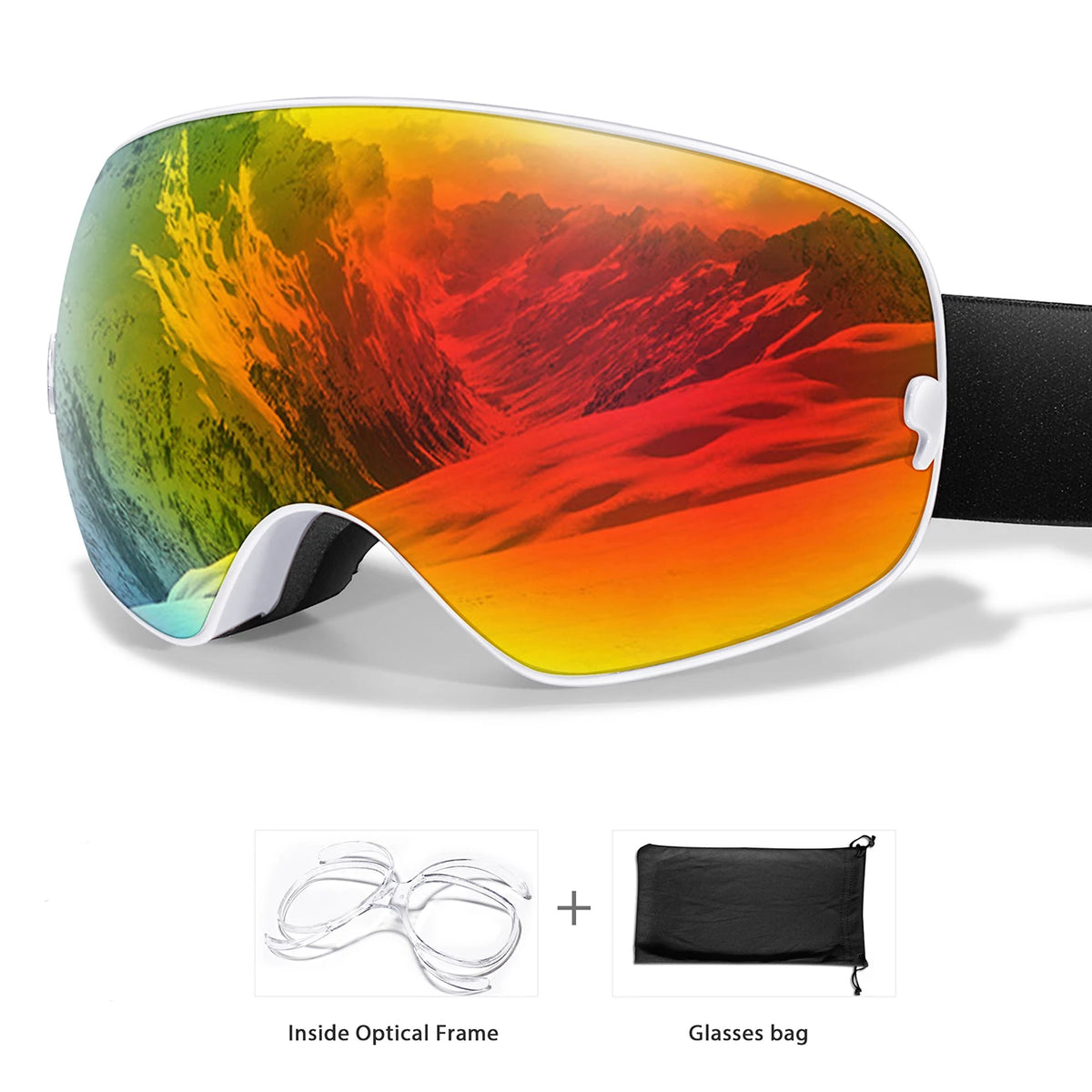 Winter Ski Goggles With Optical Insert And UV400 AntiFog Protection