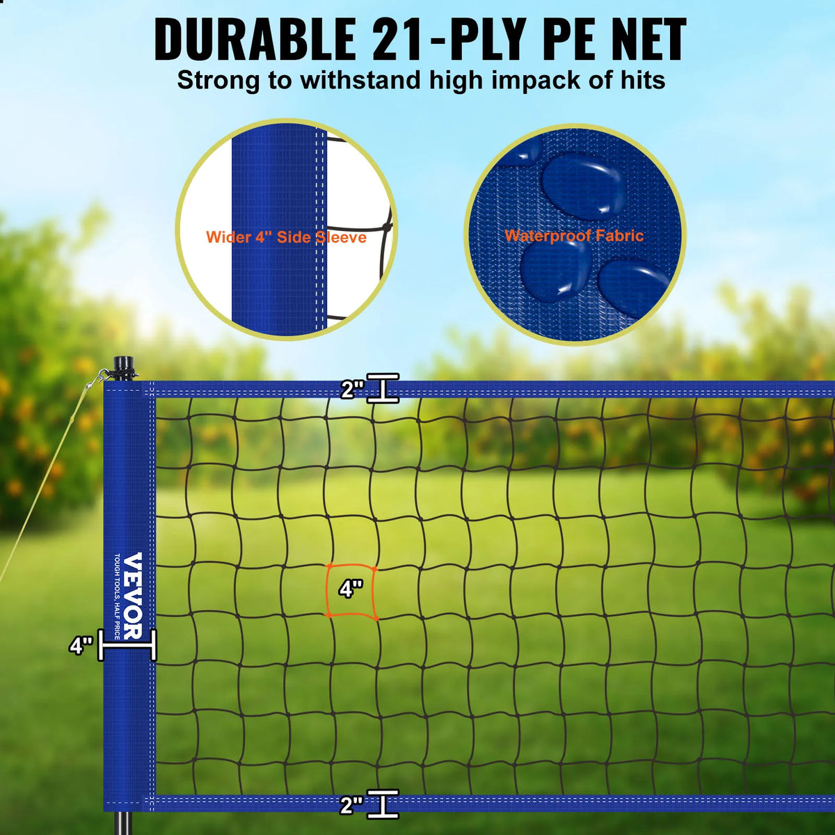 Portable Outdoor Volleyball Net System With Adjustable Steel Poles and Carrying Bag