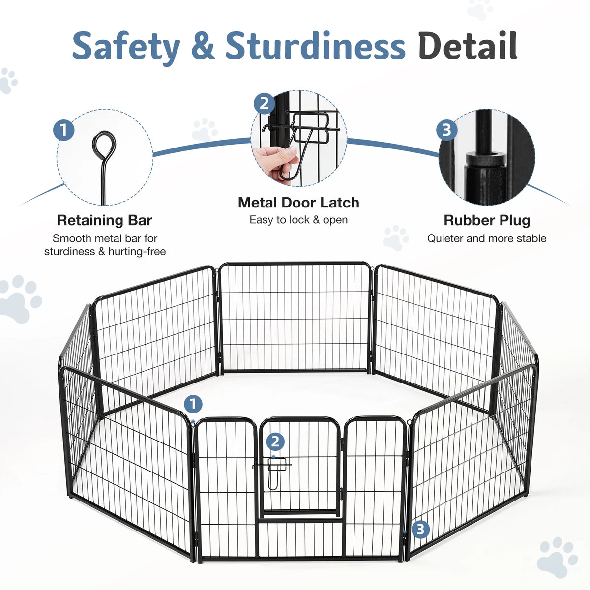 JHK Metal Foldable Dog Playpen Fence for Indoor Outdoor Exercise
