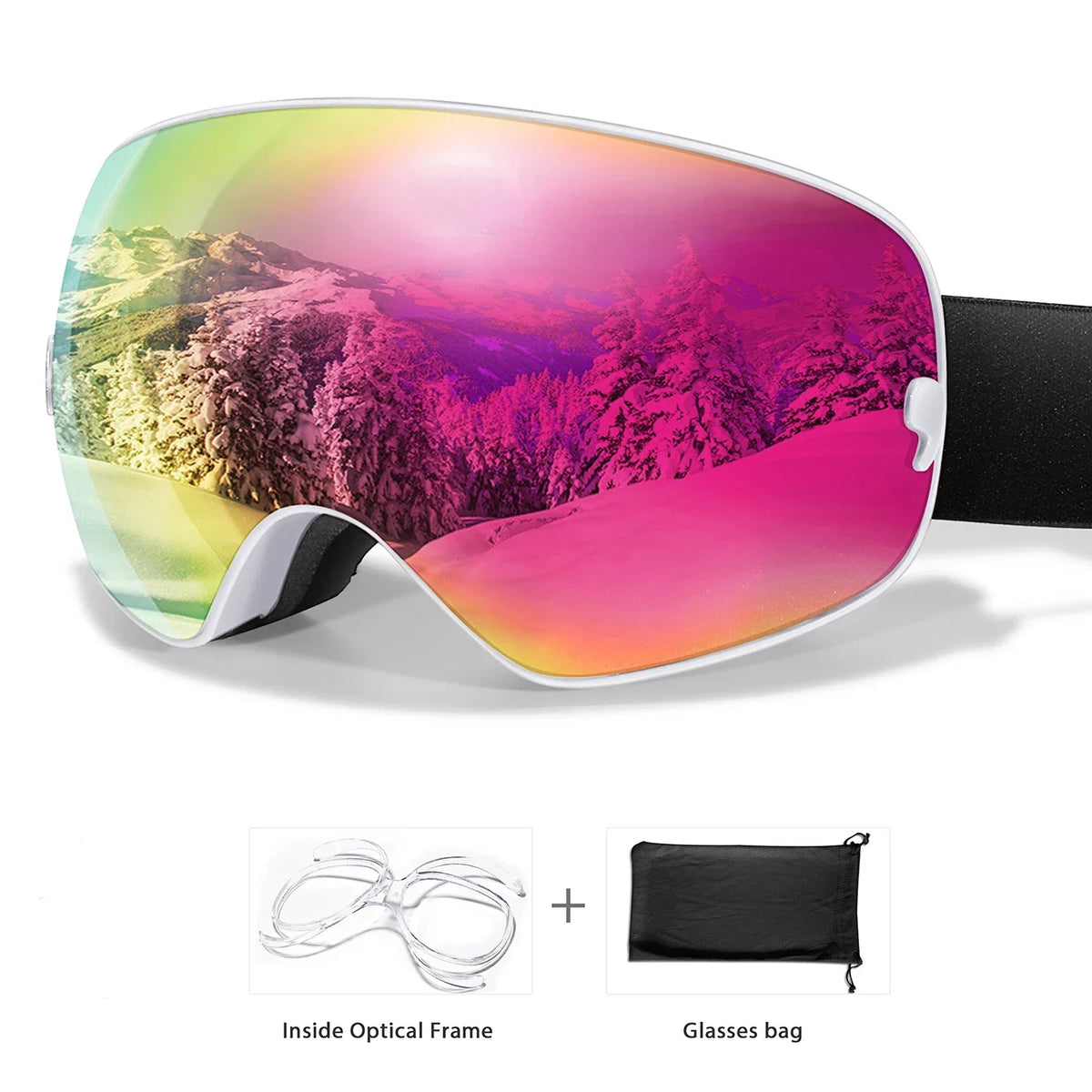 Winter Ski Goggles With Optical Insert And UV400 AntiFog Protection