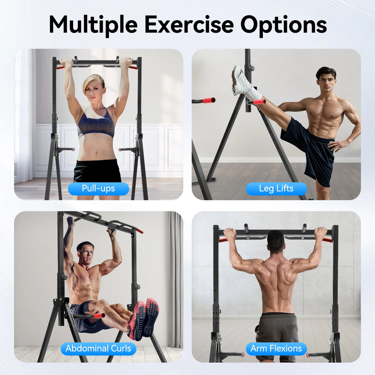 Adjustable Foldable Pull Up Station With Sturdy Horizontal Bar