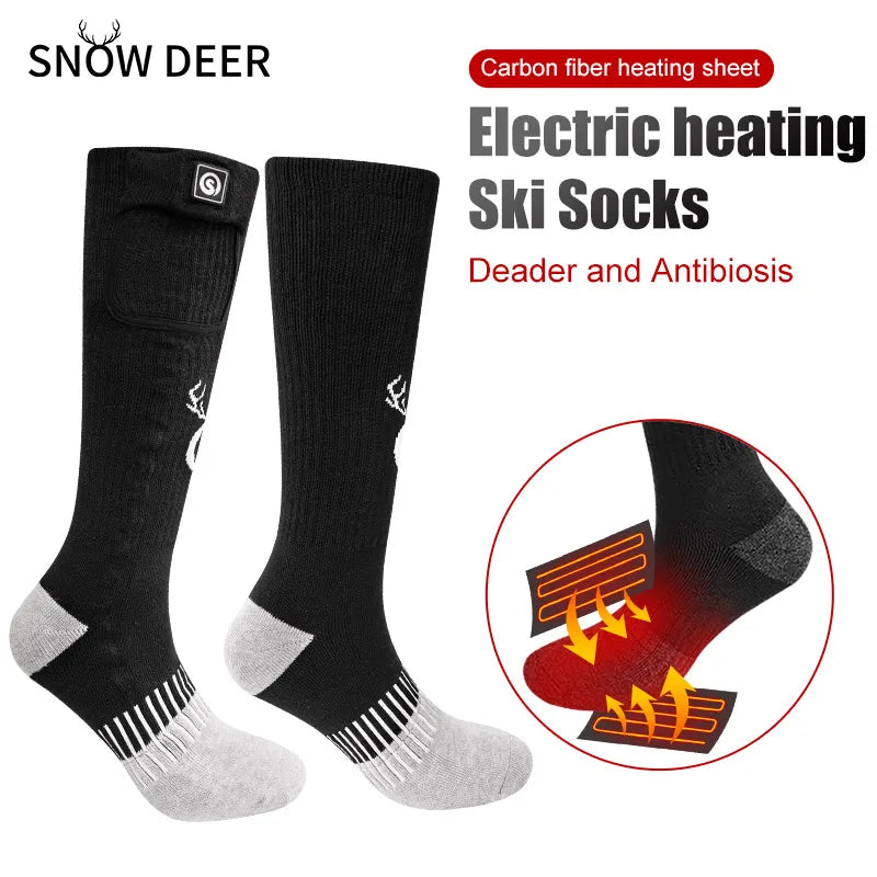 SNOW DEER Rechargeable Electric Heated Socks for Winter Sports