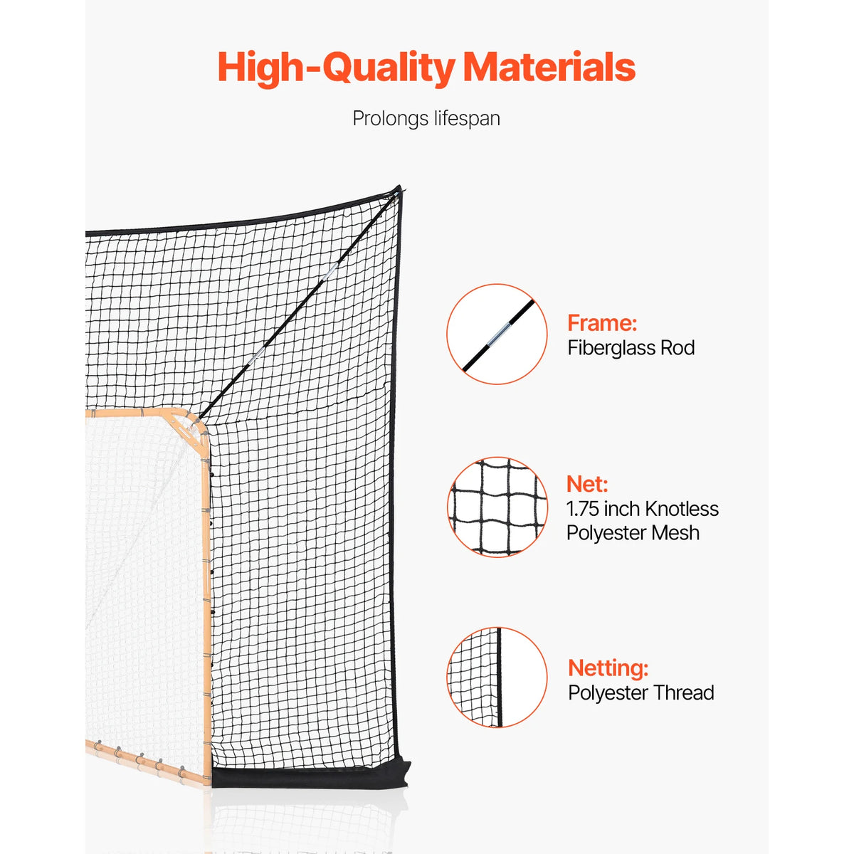 SucceBuy Lacrosse Goal Backstop Net With Extended Coverage