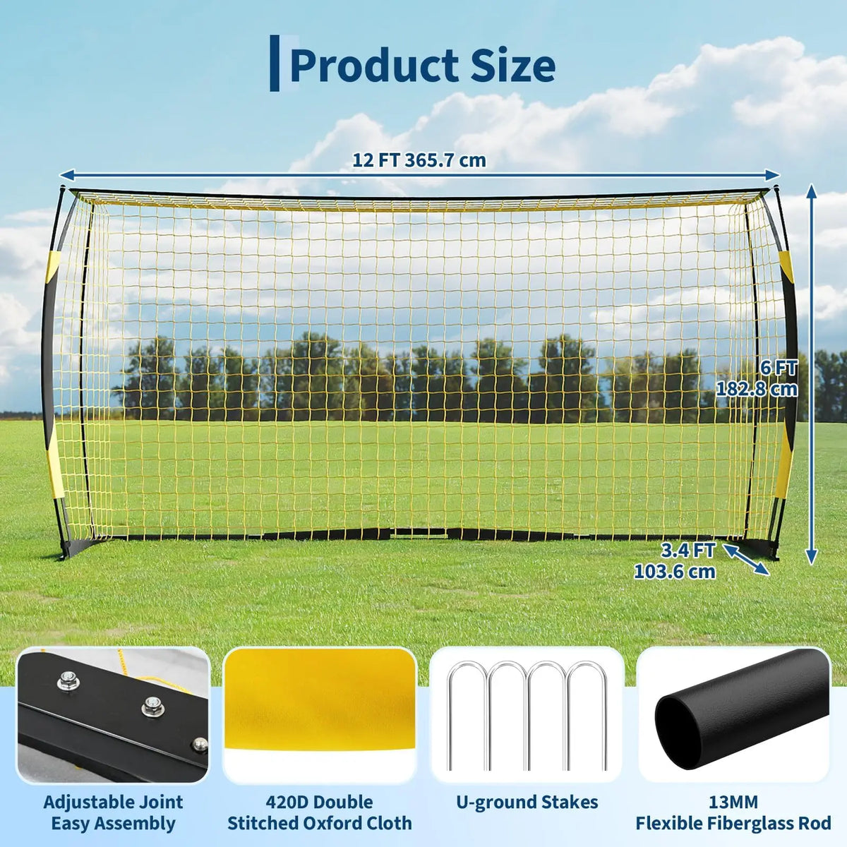 HiMISS Heavy Duty Foldable Metal Youth Soccer Training Goal