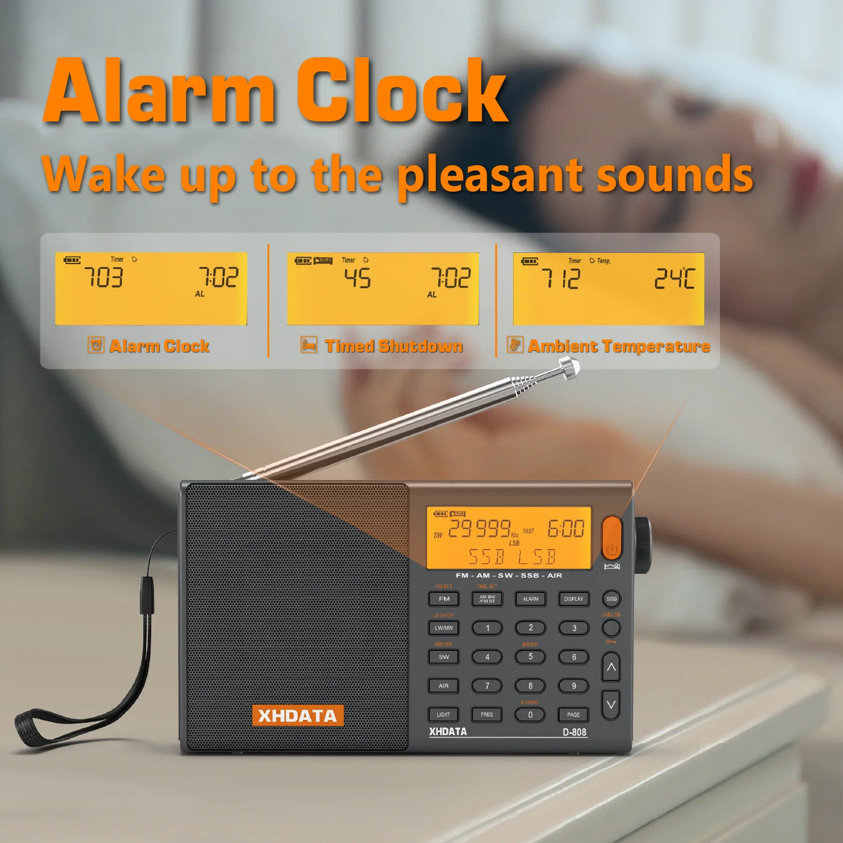 XHDATA D-808 Portable AM FM SW Radio With SSB RDS Receiver