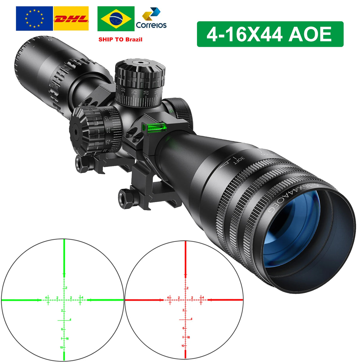 Bestsight Tactical Illuminated Hunting Rifle Scope With Red Green Reticle