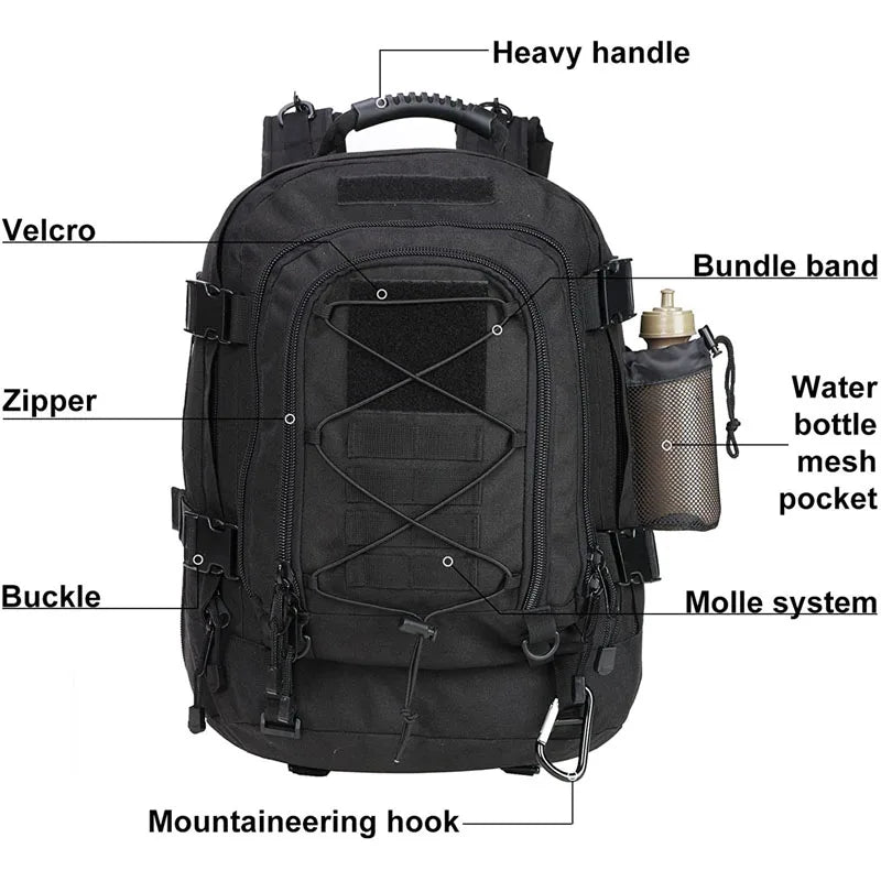 LQARMY Military Tactical Backpack for Hiking Camping and Travel