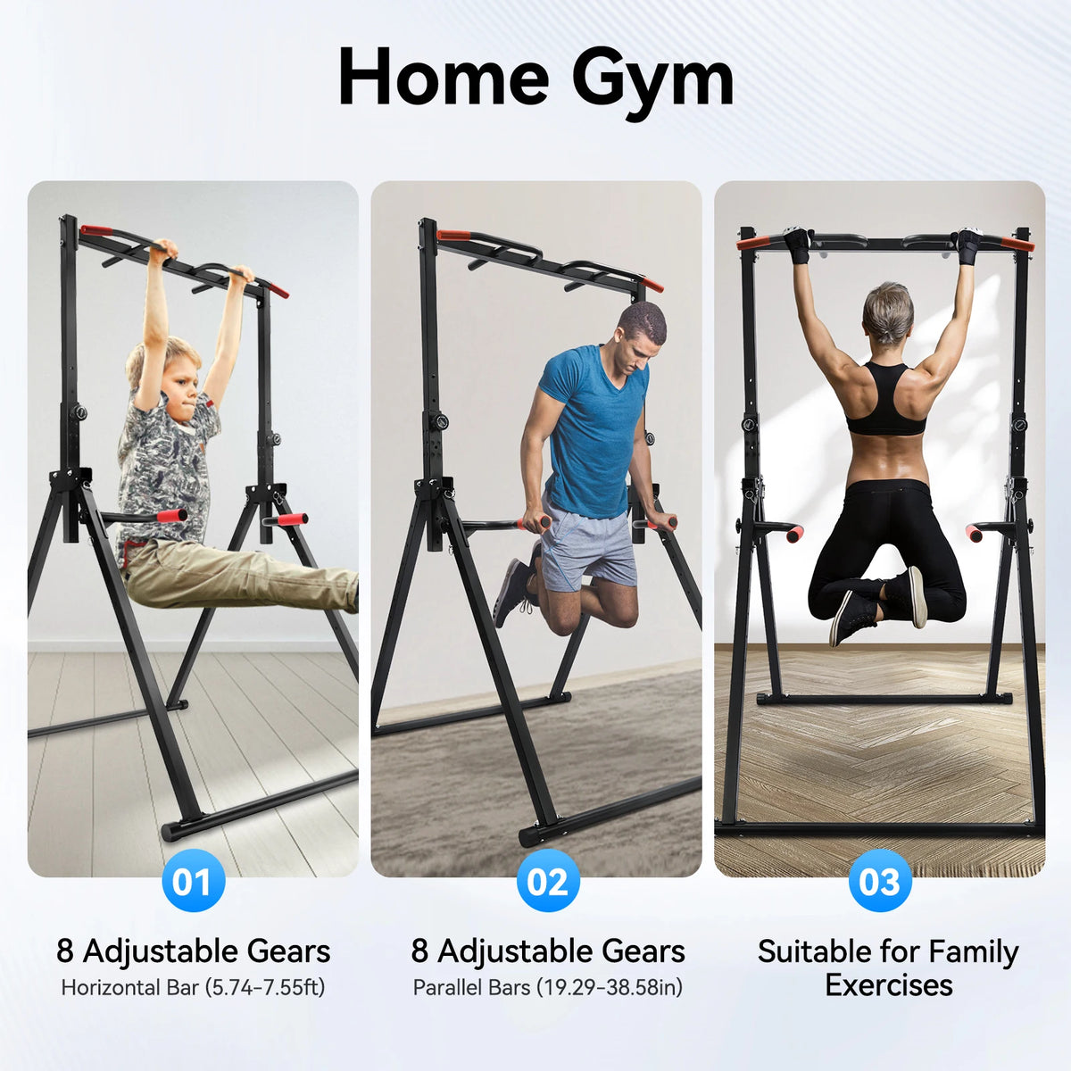 Adjustable Foldable Pull Up Station With Sturdy Horizontal Bar