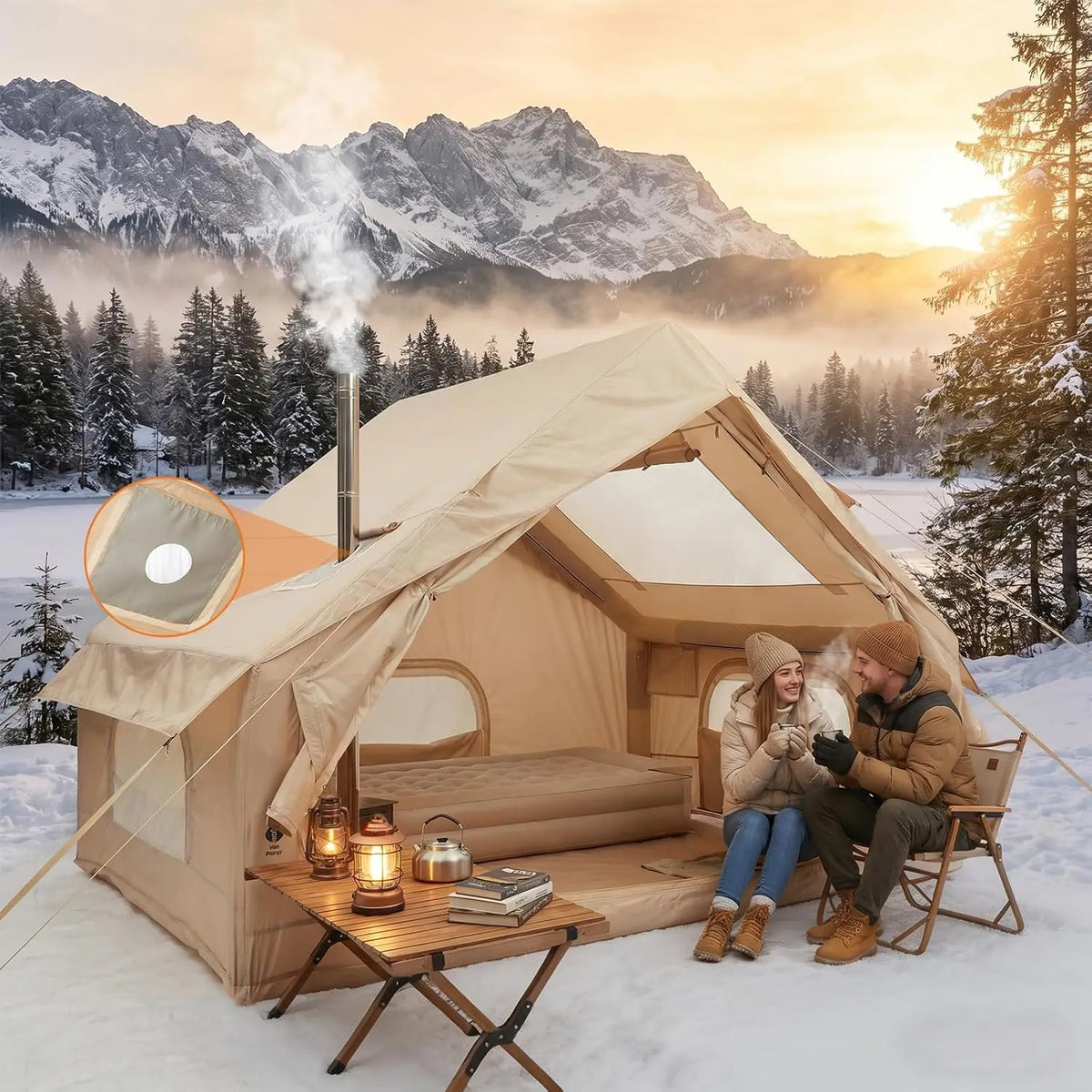 Inflatable Family Camping Tent Waterproof Four Season Quick Setup