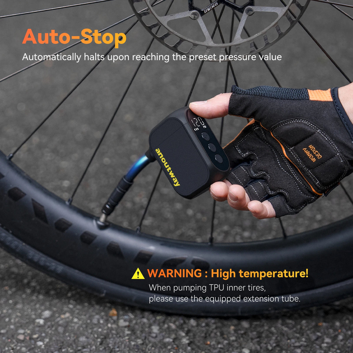 Anoutway AT1 Cordless Electric Bike Tire Inflator With Digital Display