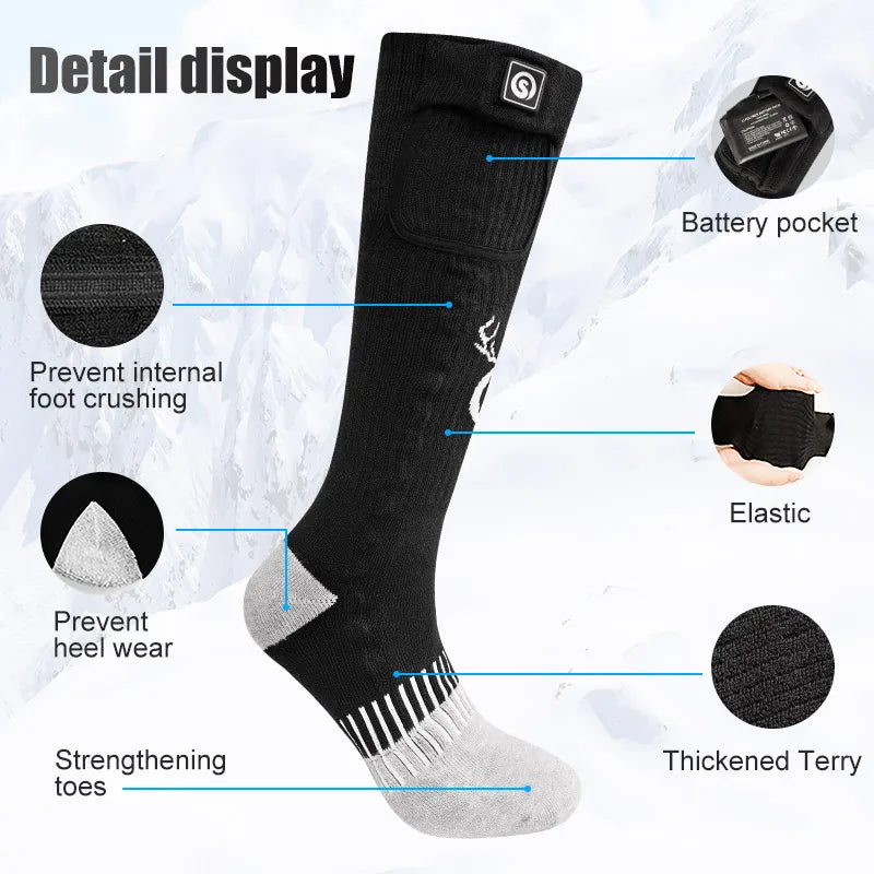 SNOW DEER Rechargeable Electric Heated Socks for Winter Sports