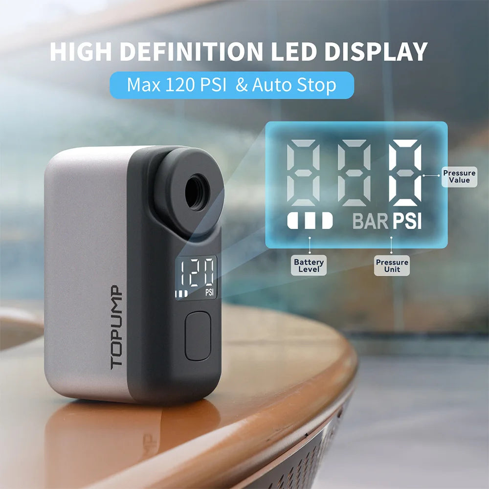 Topump TB2 Pro Cordless Electric Bike Tire Inflator With Display