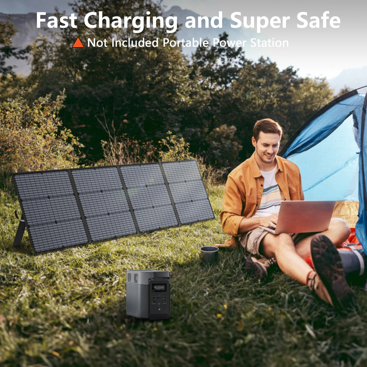 MHPOWOS 220W Foldable Monocrystalline Solar Panel Charger for Camping