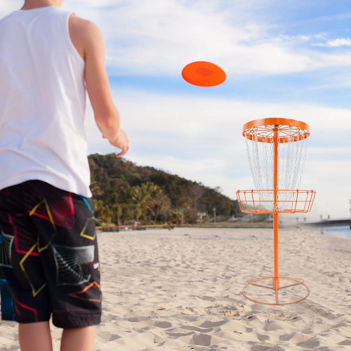 Portable Disc Golf Basket 24 Chains Iron Outdoor Practice Target