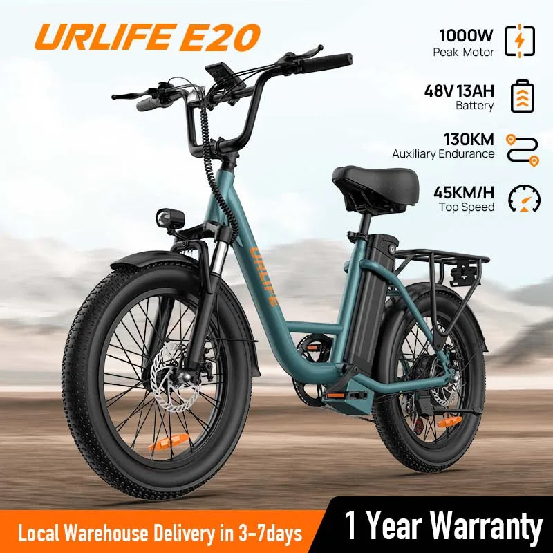 URLIFE 750W Fat Tire Electric Bike With Removable Battery