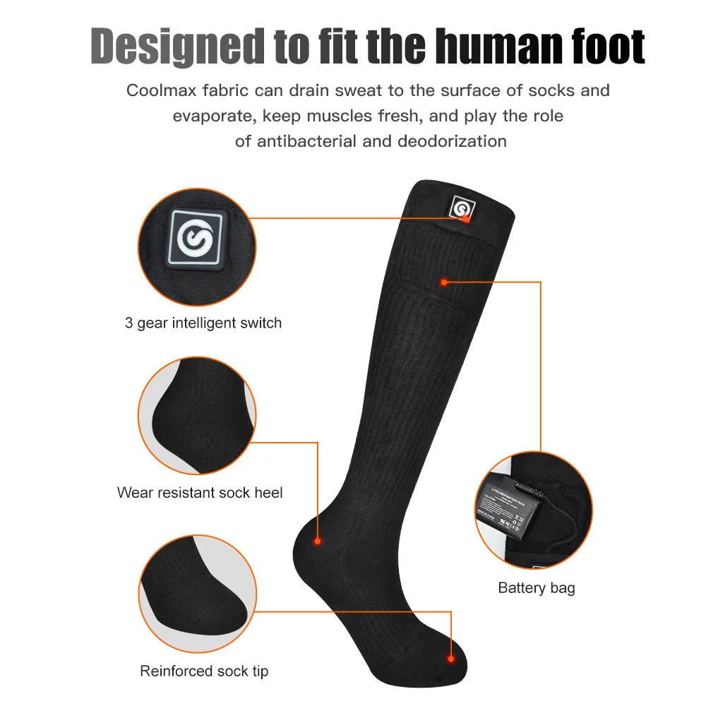 Savior Rechargeable Heated Thermal Socks for Outdoor Winter Activities