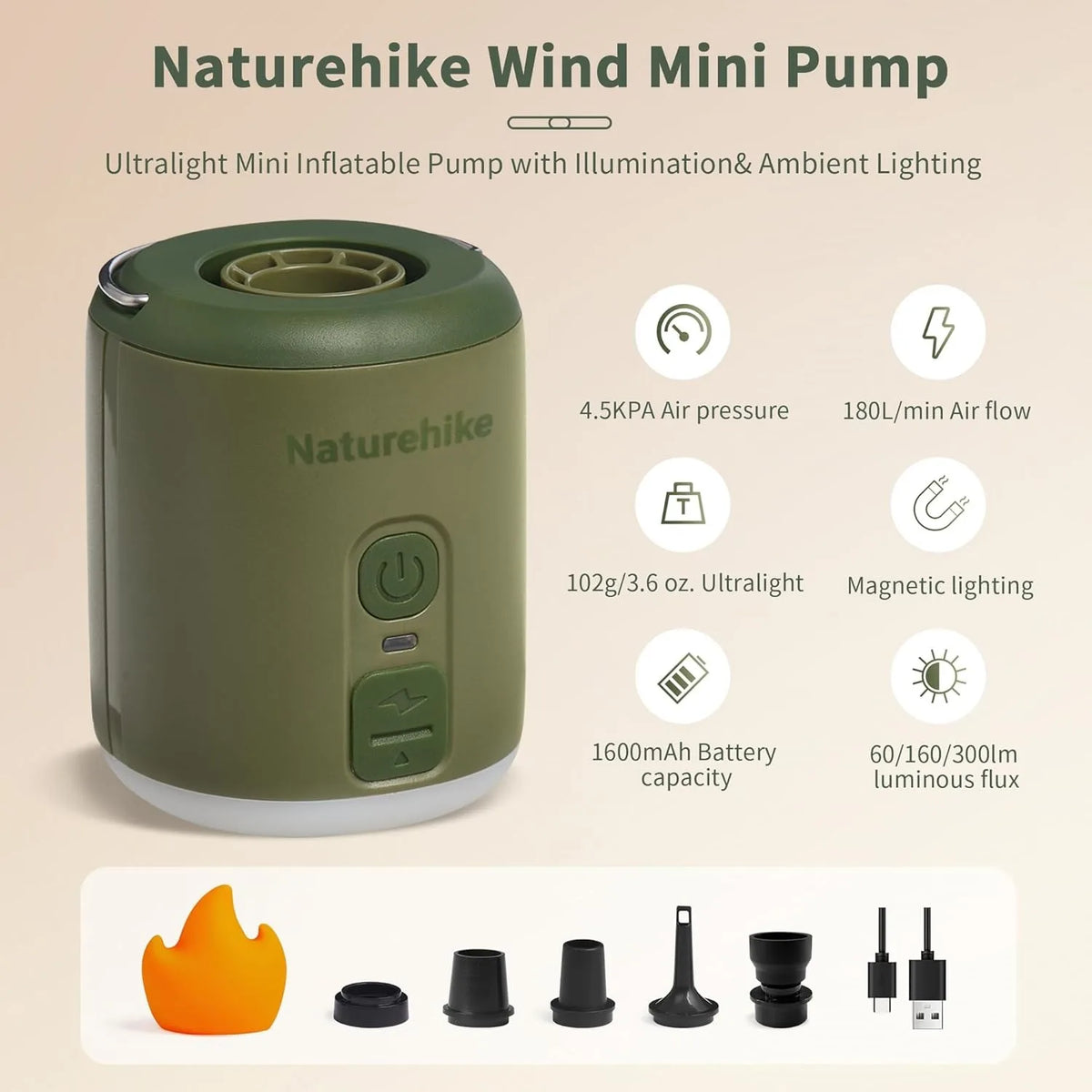 Naturehike Portable Electric Air Pump for Camping and Travel