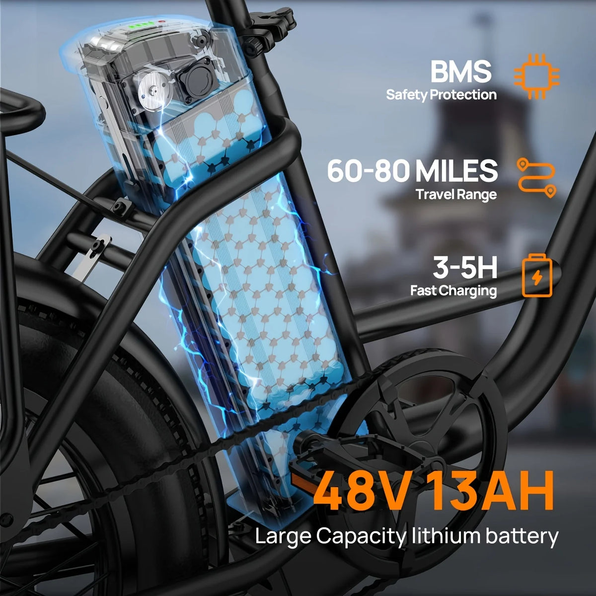 URLIFE 750W Electric Fat Tire Bike With Removable Battery 7-Speed