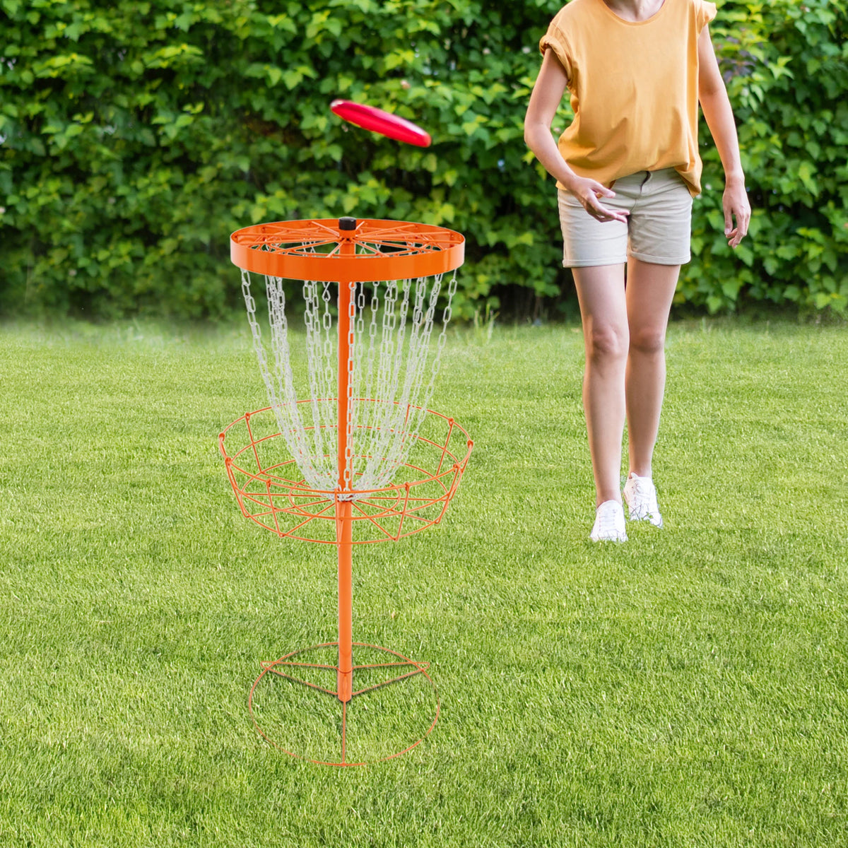 Portable Disc Golf Basket 24 Chains Iron Outdoor Practice Target