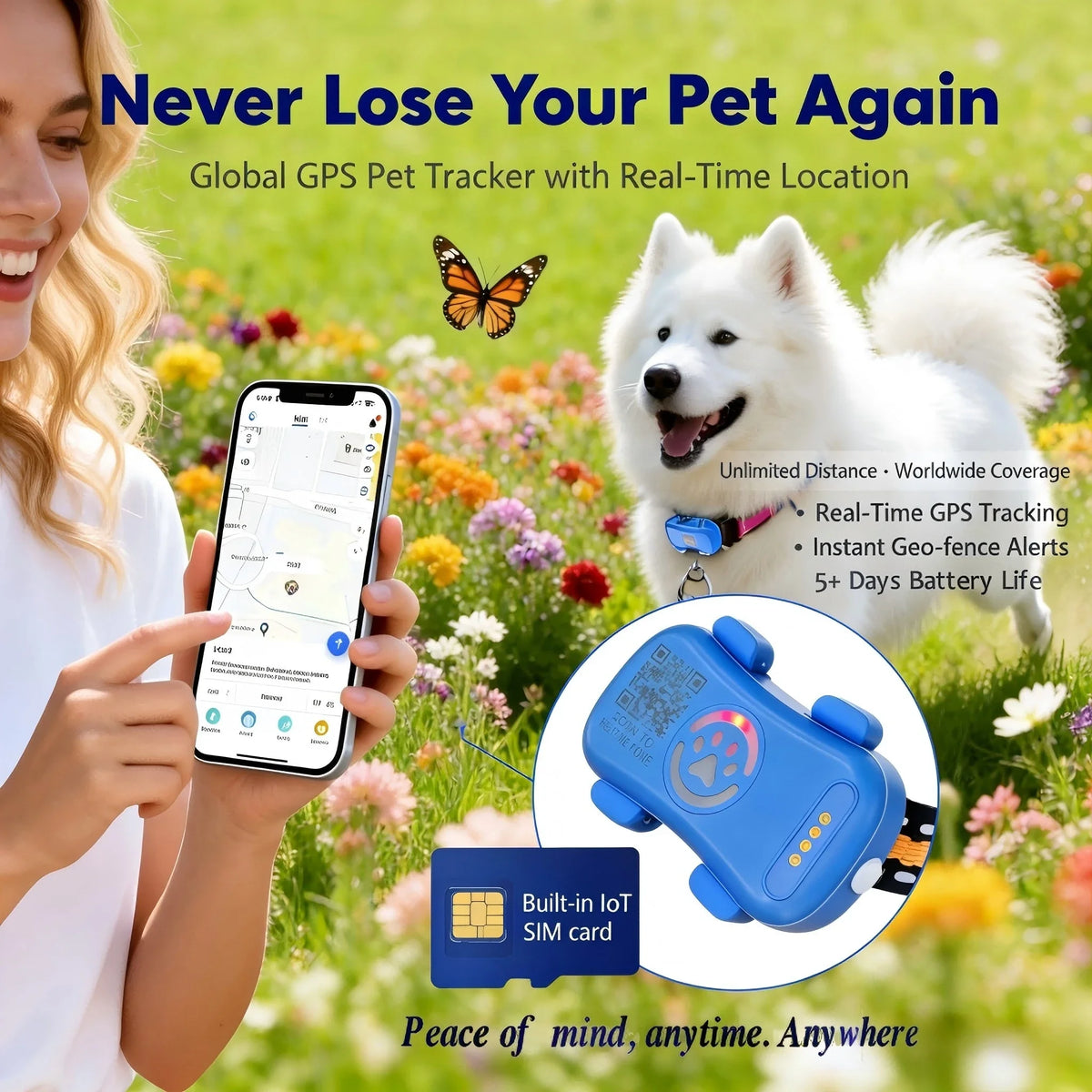 WANWAYTECH GPS Tracker for Dogs and Cats With 4G Tracking