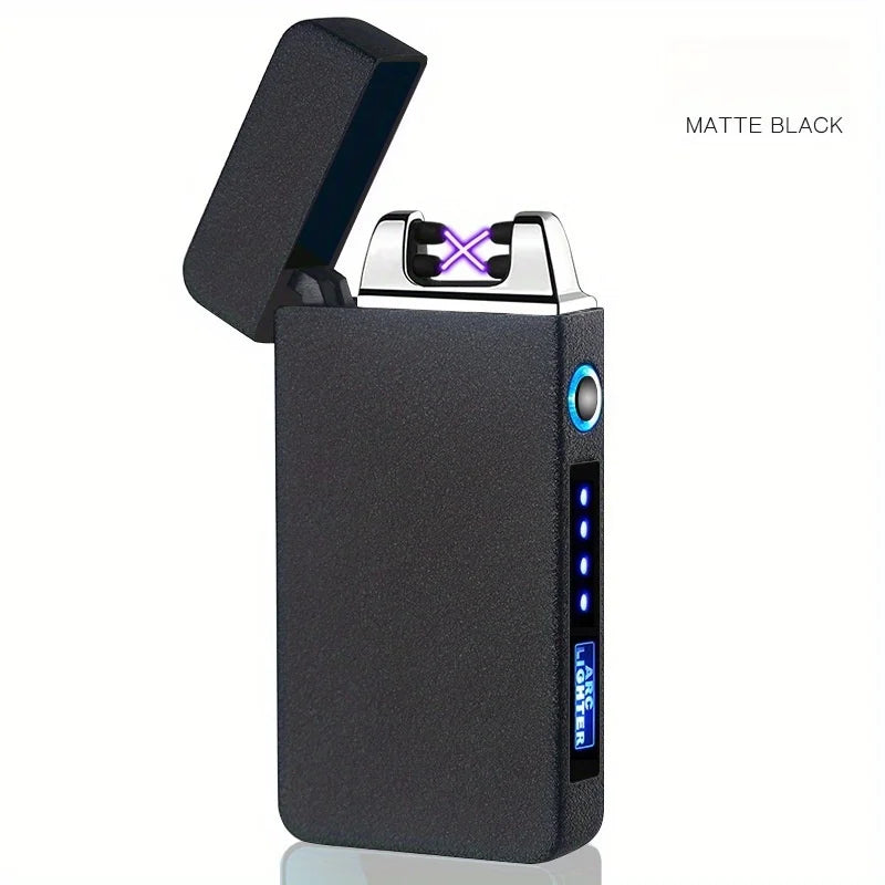 Windproof Dual Arc Plasma Lighter With USB Rechargeable Power Display