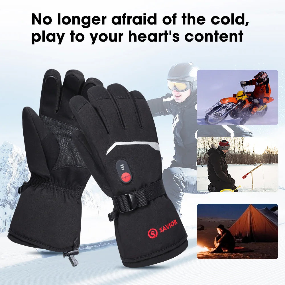 Savior Waterproof Rechargeable Heated Gloves for Skiing and Hiking