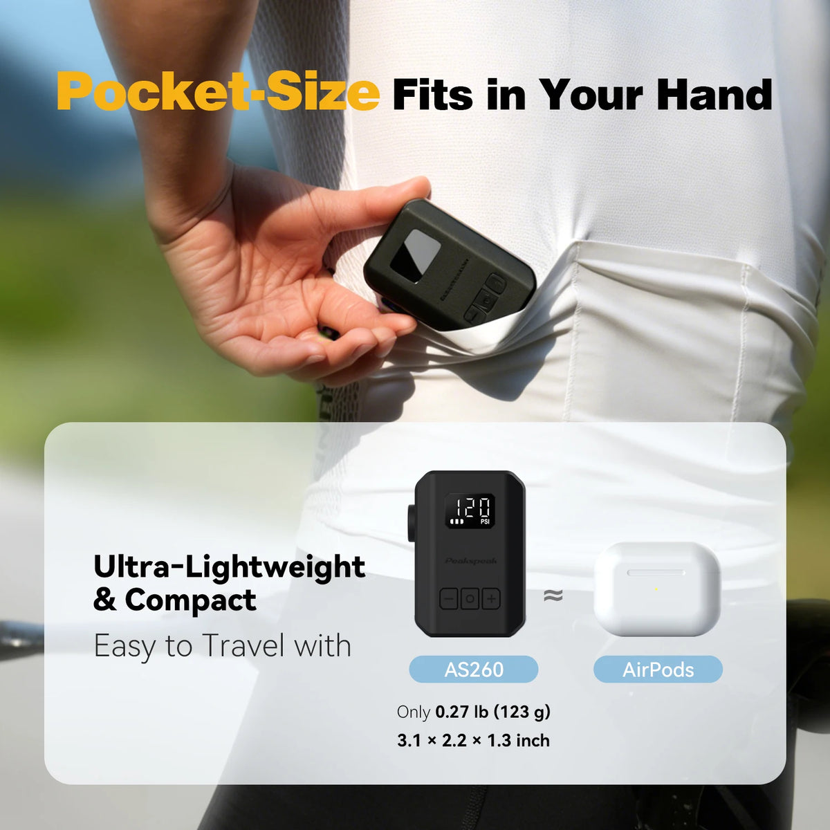Peakspeak Electric Cordless Bike Tire Inflator With LED Display
