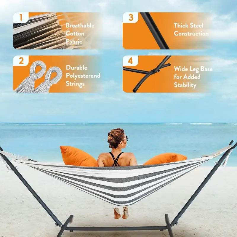 GYROOR Adjustable Stand Hammock with 600 Pound Capacity