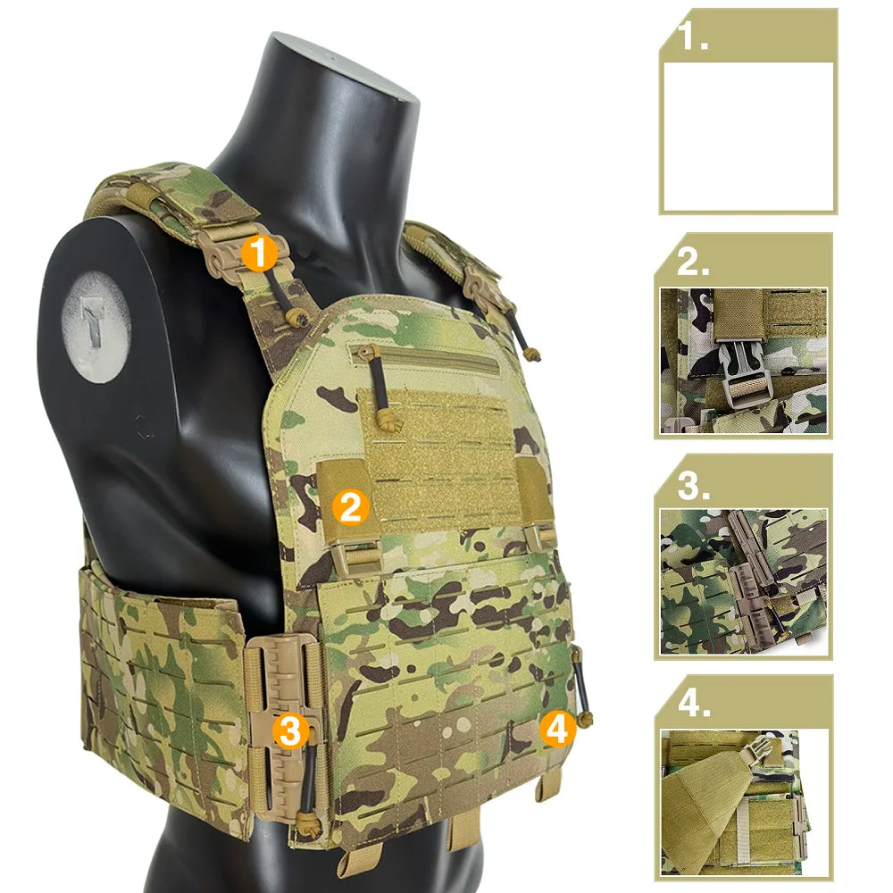 Quick Release Modular Tactical Vest With Laser Cut Plate Carrier