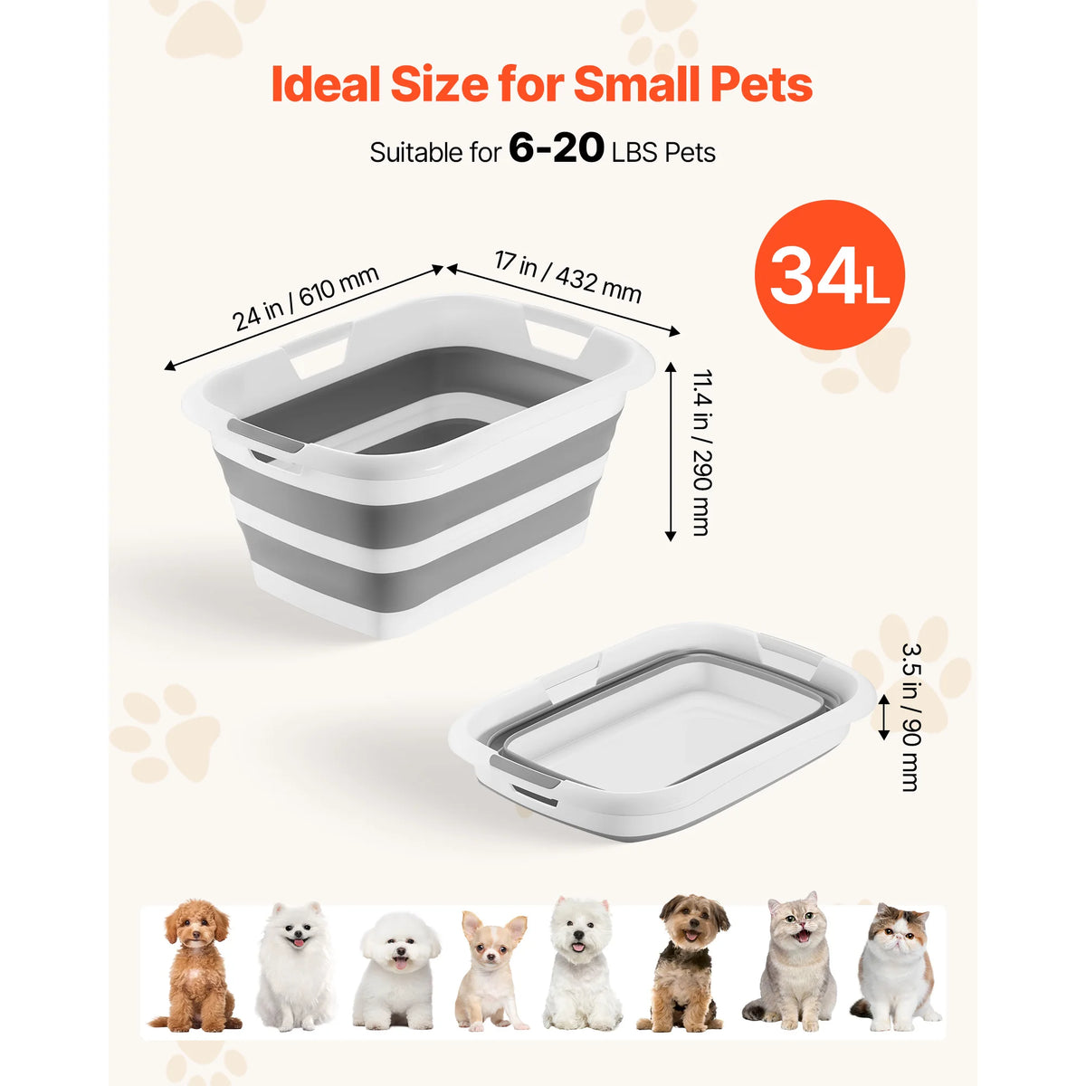 SucceBuy Collapsible Portable Dog Bathtub With Built In Drainage