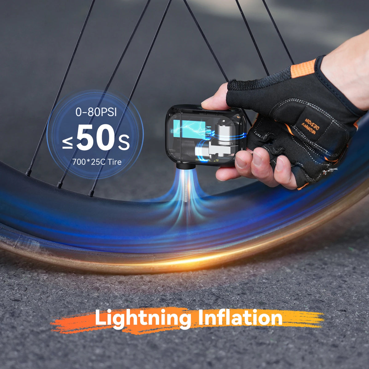 Anoutway AT1 Cordless Electric Bike Tire Inflator With Digital Display