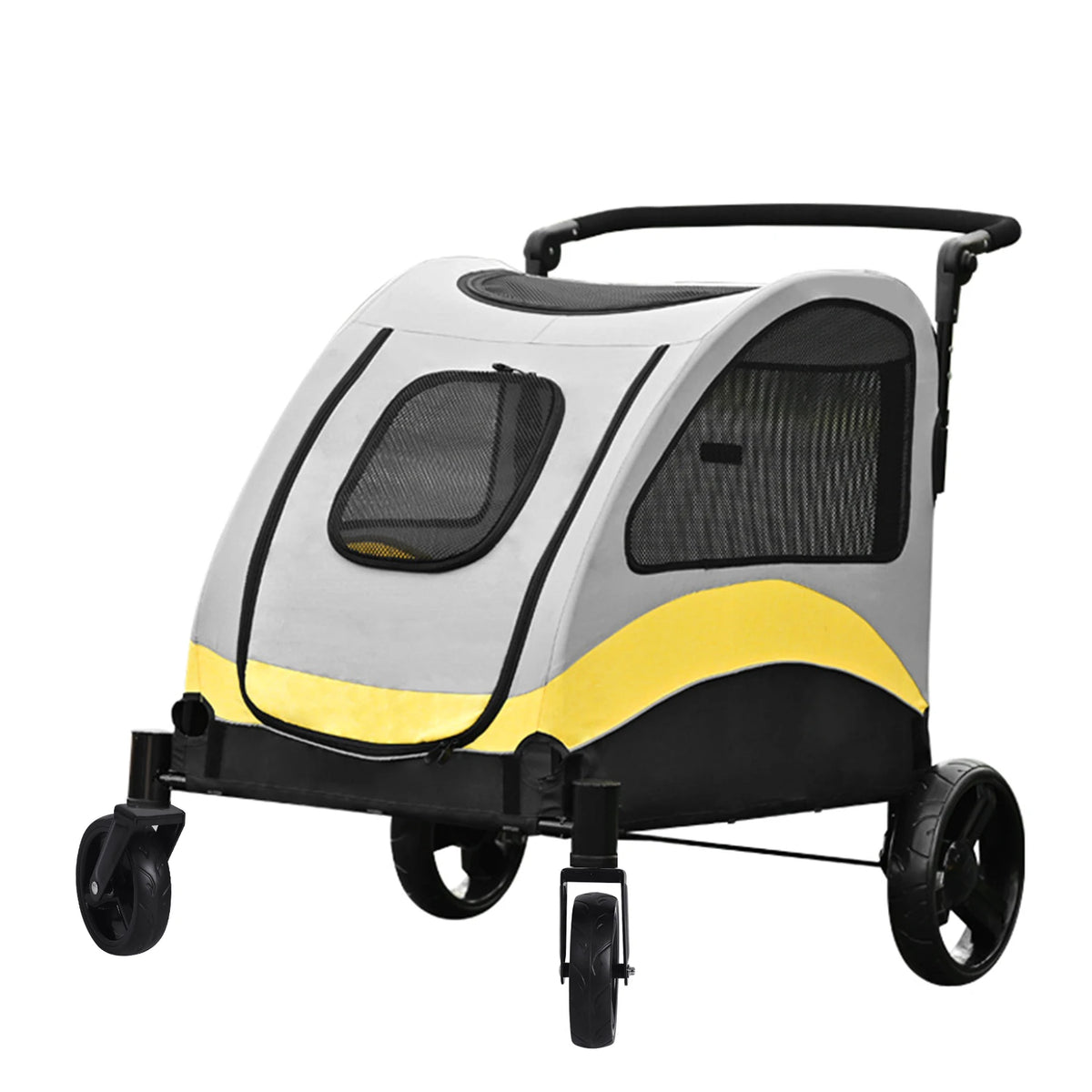 Foldable Portable Dog Stroller With 4 Wheels Breathable Pet Carrier