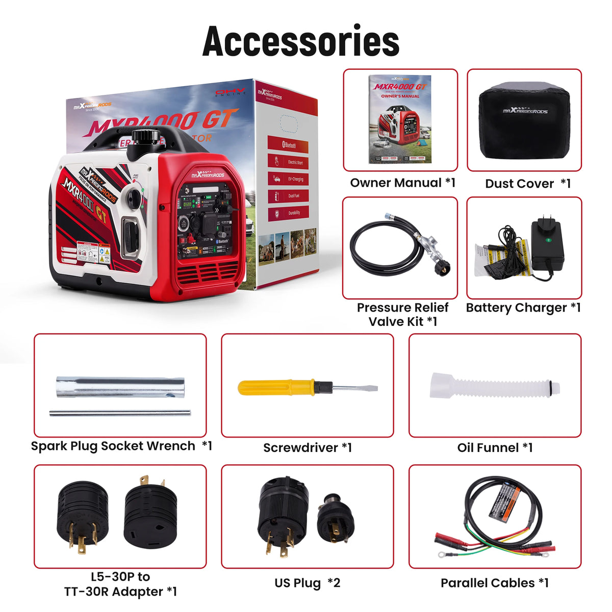 Maxpeedingrods 4KW Dual Fuel Inverter Generator With Electric Start