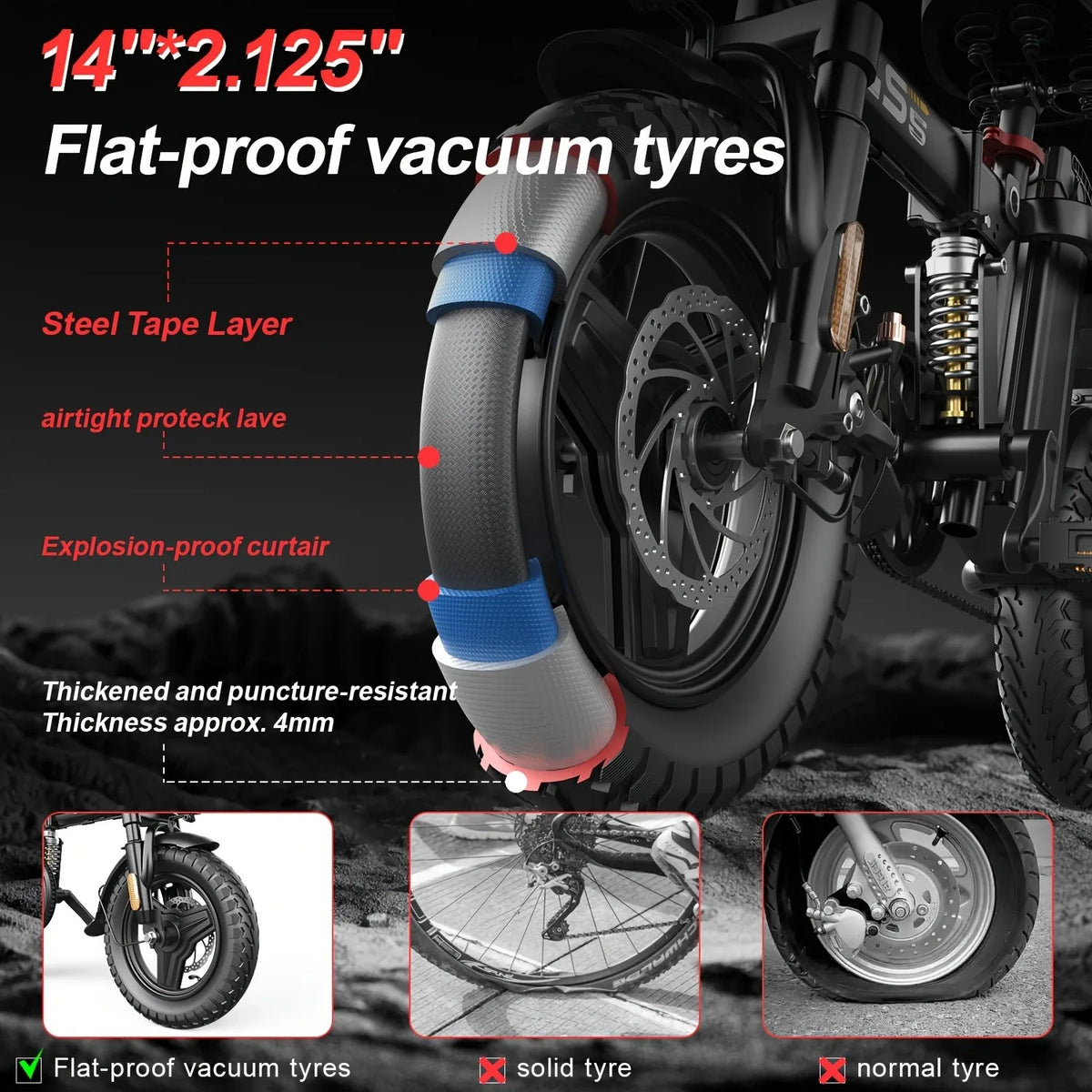 UPlee GS5 500W Peak Folding Electric Bike With Removable Battery