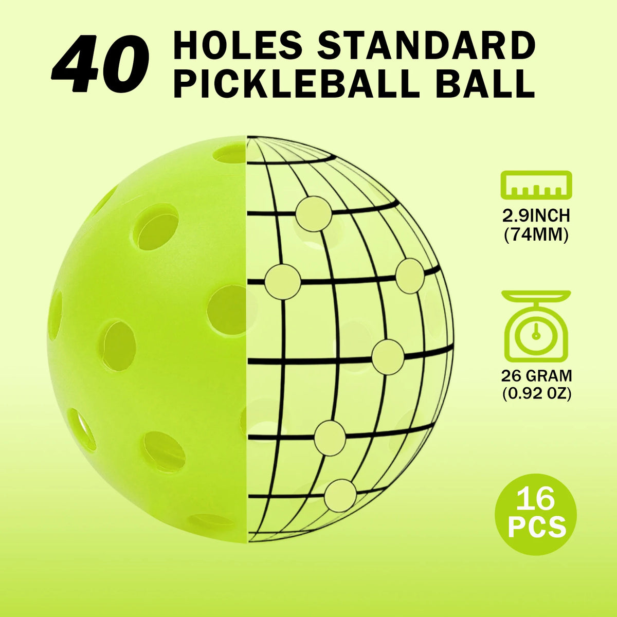 USAPA Standard Outdoor Pickleballs 40-Hole Design For All Weather Play