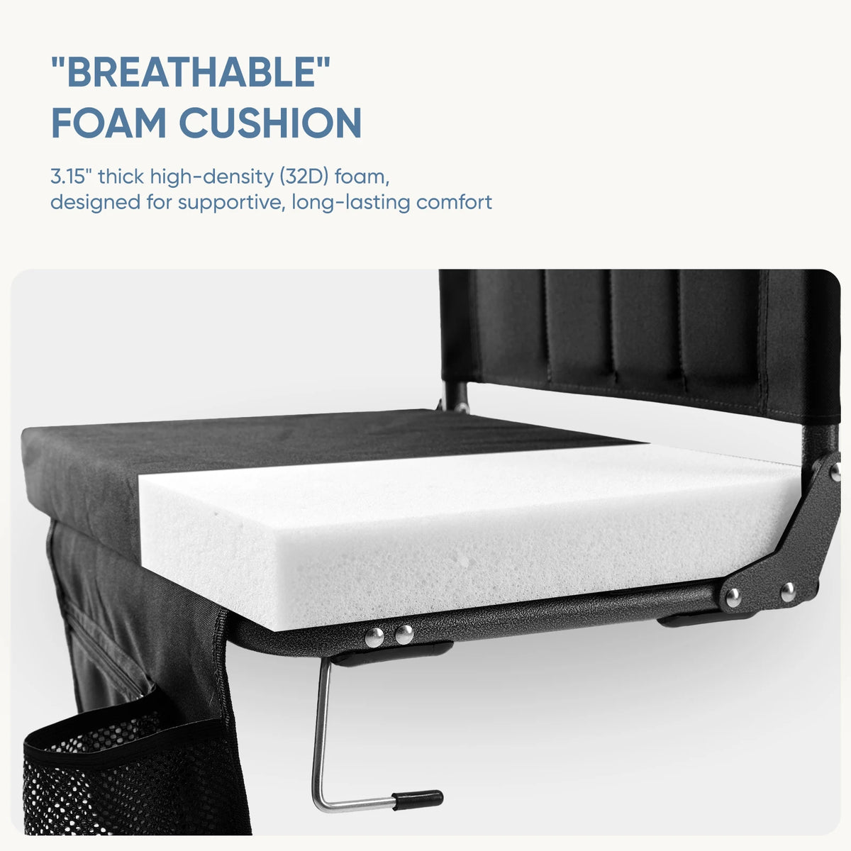 JHK Foldable Outdoor Chair With Back Support And Padded Comfort