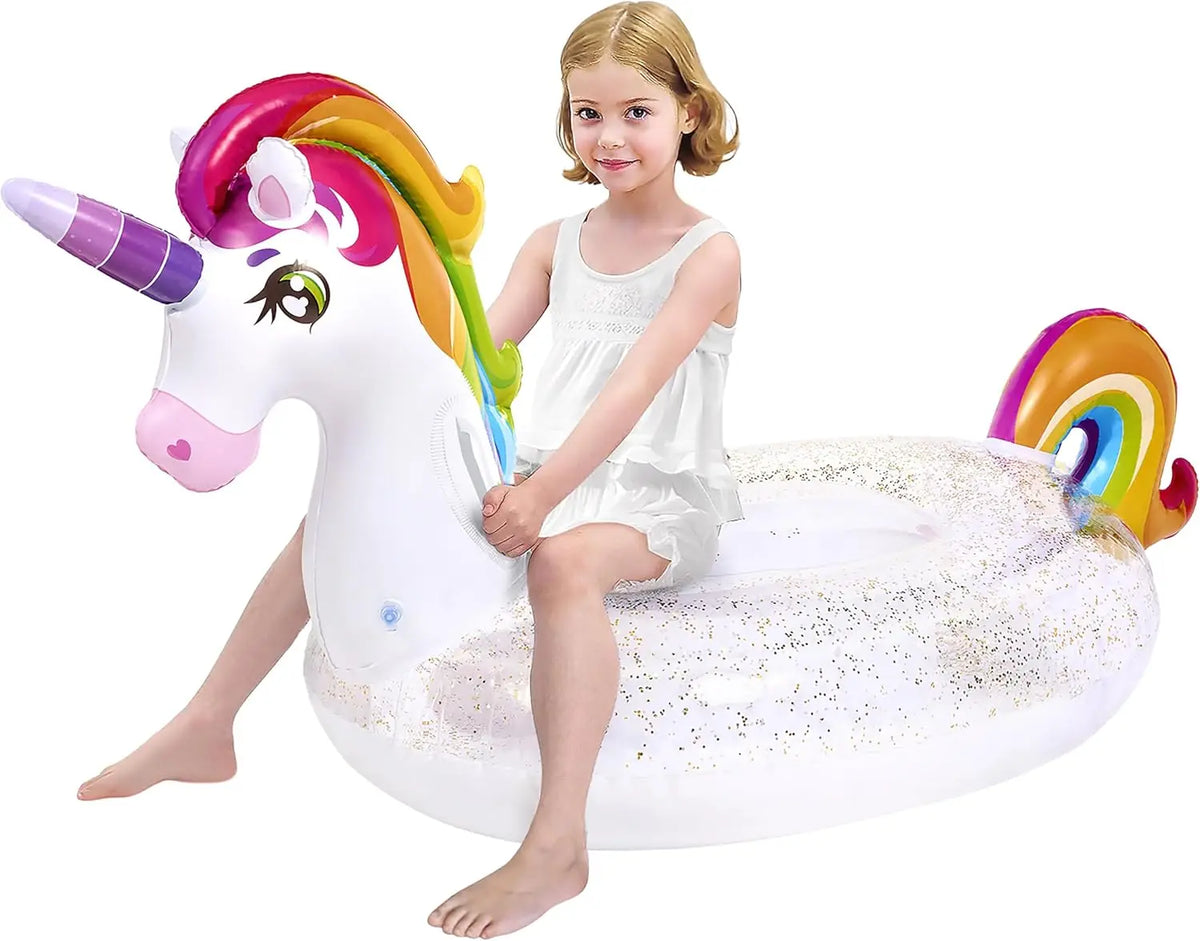 Joyyf Inflatable Unicorn Pool Float With Sparkling Glitter Details