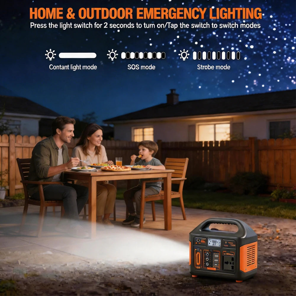 GaiaRay Portable LiFePO4 Power Station With Solar Charging for Camping